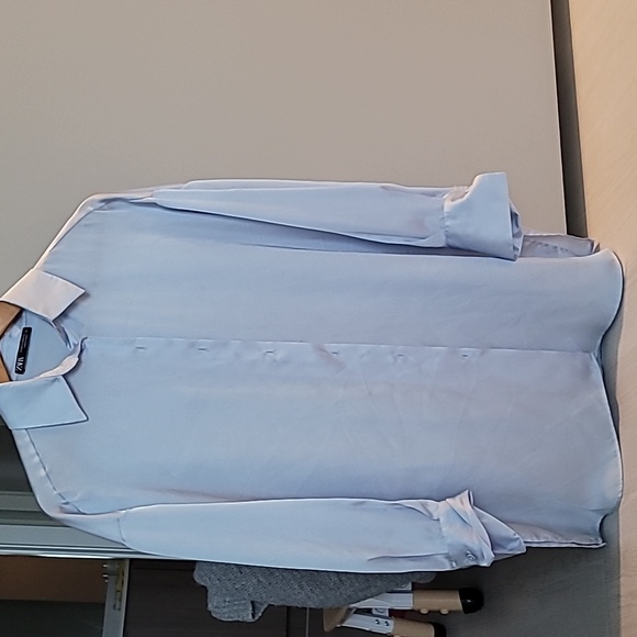 Zara baby blue satin effect blouse sizw XS - Picture 3 of 4